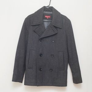 Men's Wool Pea Coat, Dark Grey